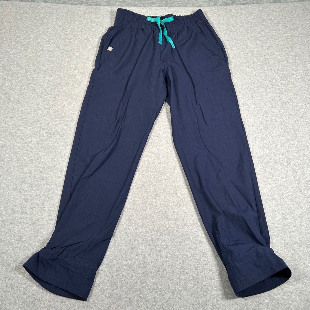 FIGS Scrub Pants Technical Collection Women XS Petite Navy Blue Snap Button NWOT - Picture 2 of 9